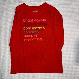 Cat & Jack Orange Long Sleeve Tee with Fall Text - Size 6/6x